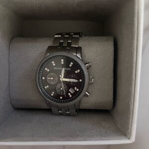 Michael Kors Black and Silver Chronograph Watch